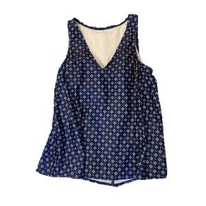 Kona Sol Tanking Swim Top Woman Size S Small Navy Back Tie Bra NWT